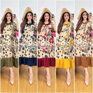 Daster Bunga Caroline Kerah Tali Bahan Rayon Premium Busui Friendly