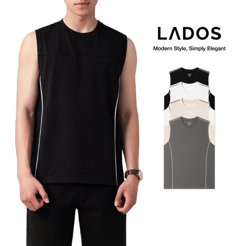 Áo tanktop nam chất vải cotton LADOS - 9209 phối viền,co giãn thấm hút, áo ba lỗ tập gym nam thoáng mát, form dáng thể thao