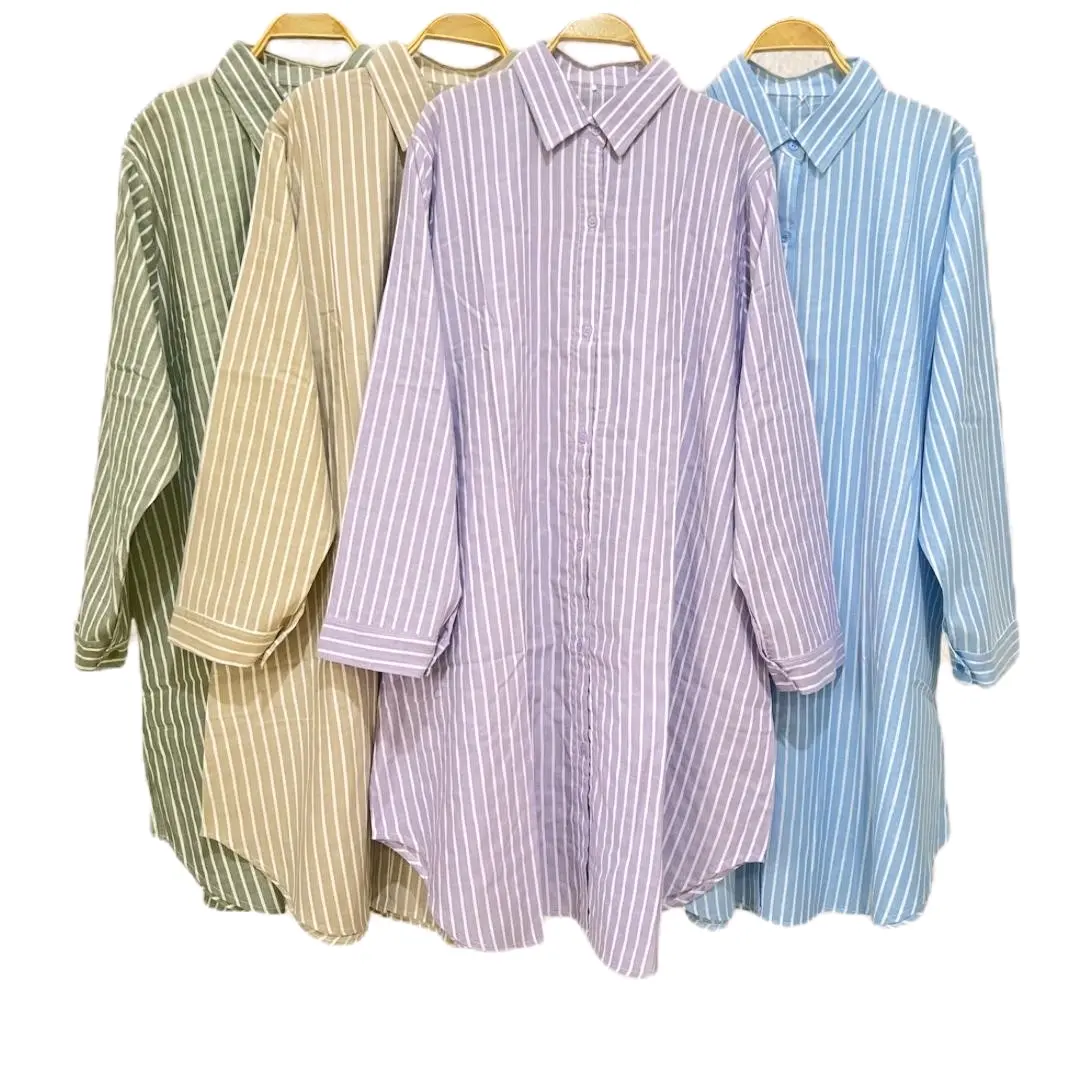 tunik terbaru tunik terlaris tunik motif salur krah bahan katun nyaman dpakai