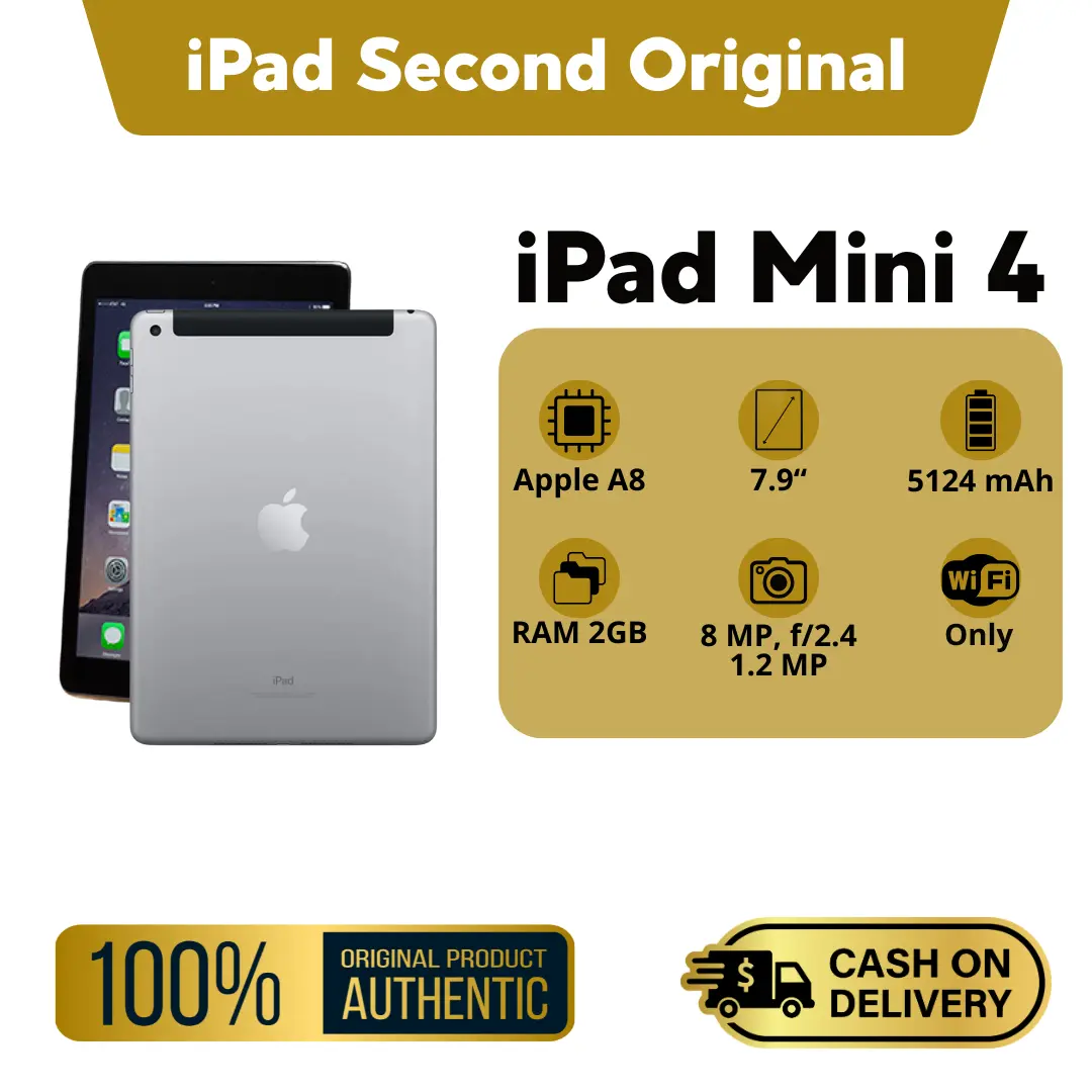 [SECOND] iPad Mini 4 Apple Original Bekas | Bergaransi | Siap Kirim | Bisa COD | Termurah | Versi Full Update IOS 15 | Kerja | Game
