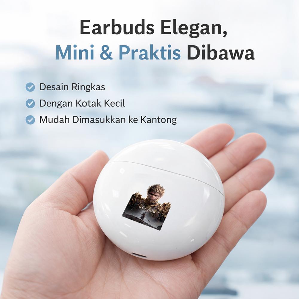 Black Myth Wukong TWS Bluetooth 5.4 Earbuds – Suara Jernih, Koneksi Cepat, Noise Reduction, Ringan & Nyaman Dipakai