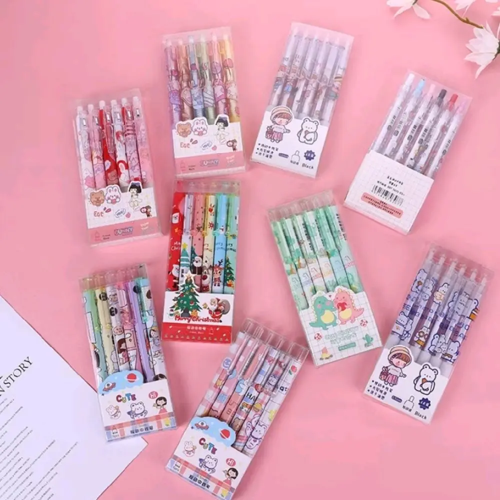 pulpen gel set isi 6 karakter pena gel mekanik