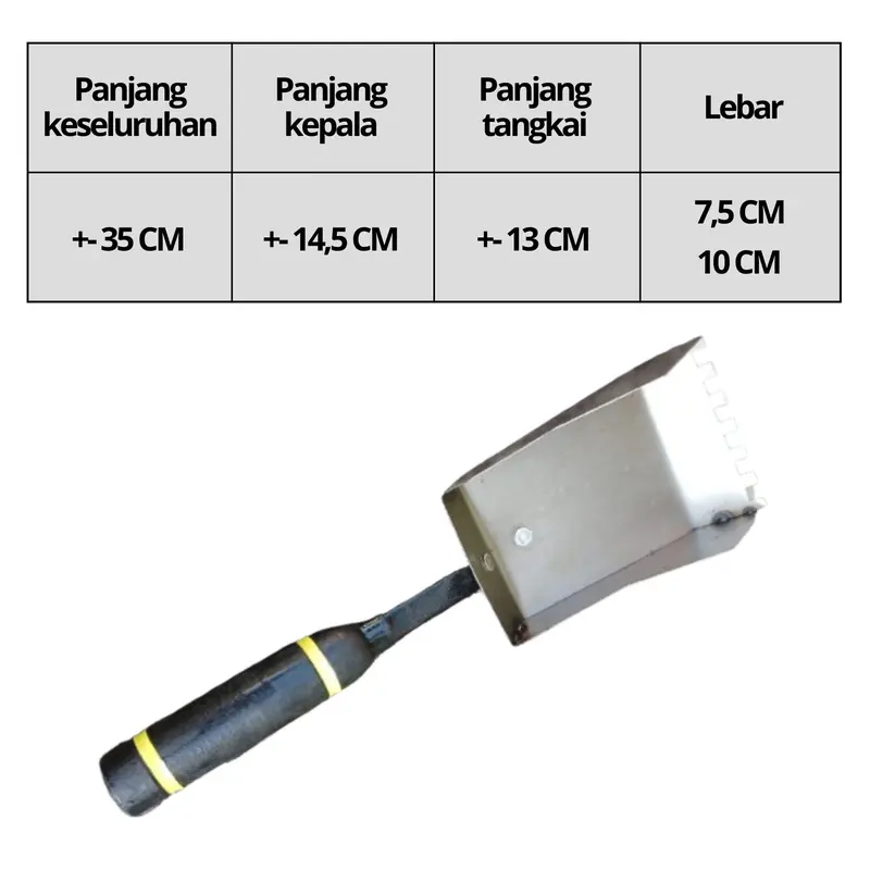Cetok Bata Ringan/ Sendok Semen Hebel/ Trowel Plat Baja/ Ukuran 7,5 CM dan 10 CM 7