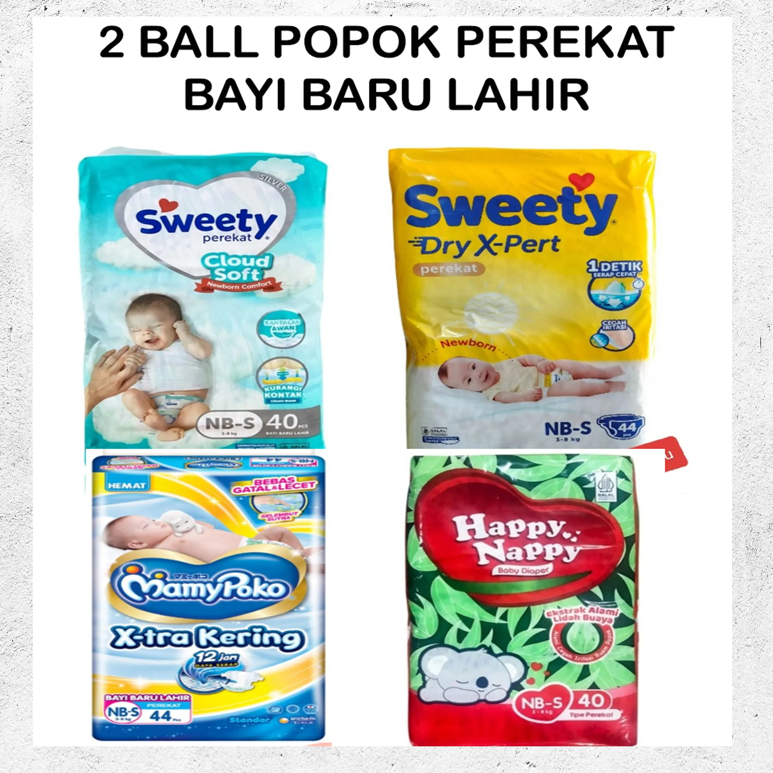 2 Ball Popok Perekat Baru Lahir Sweety Silver Bronze Happy Nappy Mamy poko
