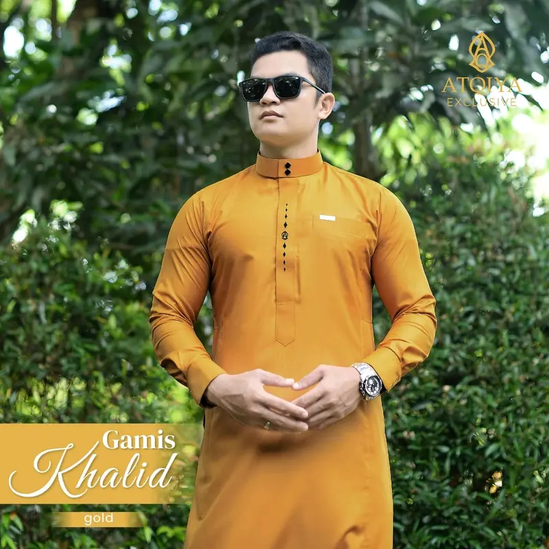 Gamis KHALID Atqiya Exclusive / Jubah PRIA DEWASA / Jubah laki-laki lengan panjang / Pria / Busana Muslim trendy kekinian / Slim / Slim Fit / Katun Toyobo / Terbaru / Thobe / Bordir 5