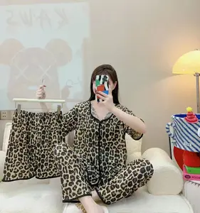 Piyama Wanita 3IN1 Set Remaja Bermotif Kekinian Bahan Rayon Adem Preimum Tipis Dikit Nerawang - 001