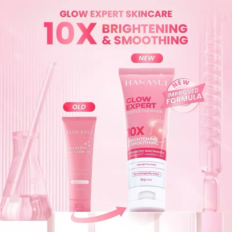 Sabun Cuci Muka Foam Hanasui Glow Expert Gentle Cleanser New Improved Formula - 60ml - Wajah, Facial Wash Wajah Pencuci Mencerahkan Perawatan Berminyak Acid Berjerawat Cleansing Kotoran Membersihkan 0