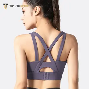 TIMETOSPORT Sport Bra Push-Up Atasan Untuk Olahraga Yoga Gym Fitness Aerobik Kancing Belakang Wanita 1131