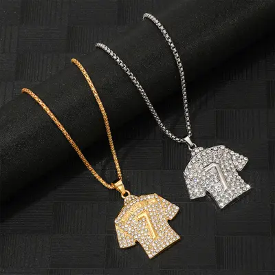 Cold offers Rhinestone Inlaid No. 7 Jersey Ronaldo Pendant Necklace