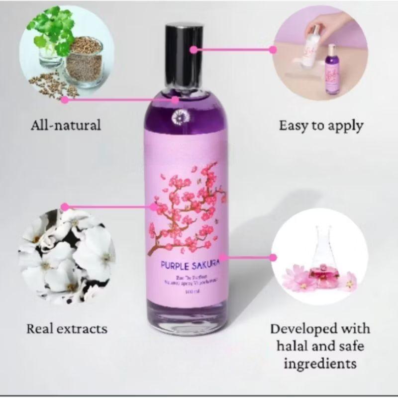 EVANGELINE SAKURA EAU DE PARFUM 100ML/PARFUM WANITA TAHAN LAMA/MINYAK WANGI WANITA/PARFUM SAKURA PURPLE