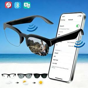 Gafas inteligentes Bluetooth Ai APP Translation, 137 idiomas, lentes de cambio de color, a prueba de sudor, audífonos y altavoces claros, adecuadas para sol en viajes, navegación, exteriores, conferencias y comercio.