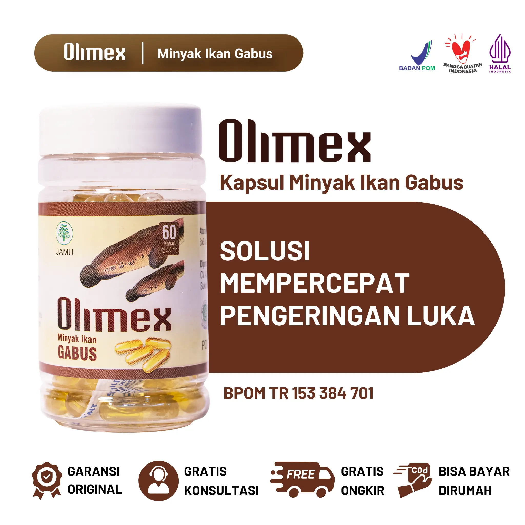 Olimex Kapsul Minyak Ekstrak Ikan Gabus isi - 60 Kapsul