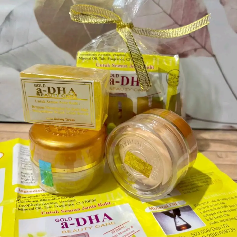 PAKET CREAM A-DHA GOLD ORI HOLO MDS SIANG DAN MALAM + SABUN