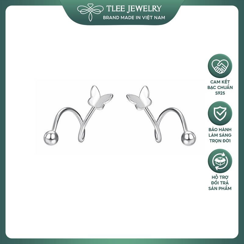  Khuyên tai bạc nữ TLEE hồ điệp xoắn chốt vặn basic đơn giản TLEE JEWELRY B0607 
