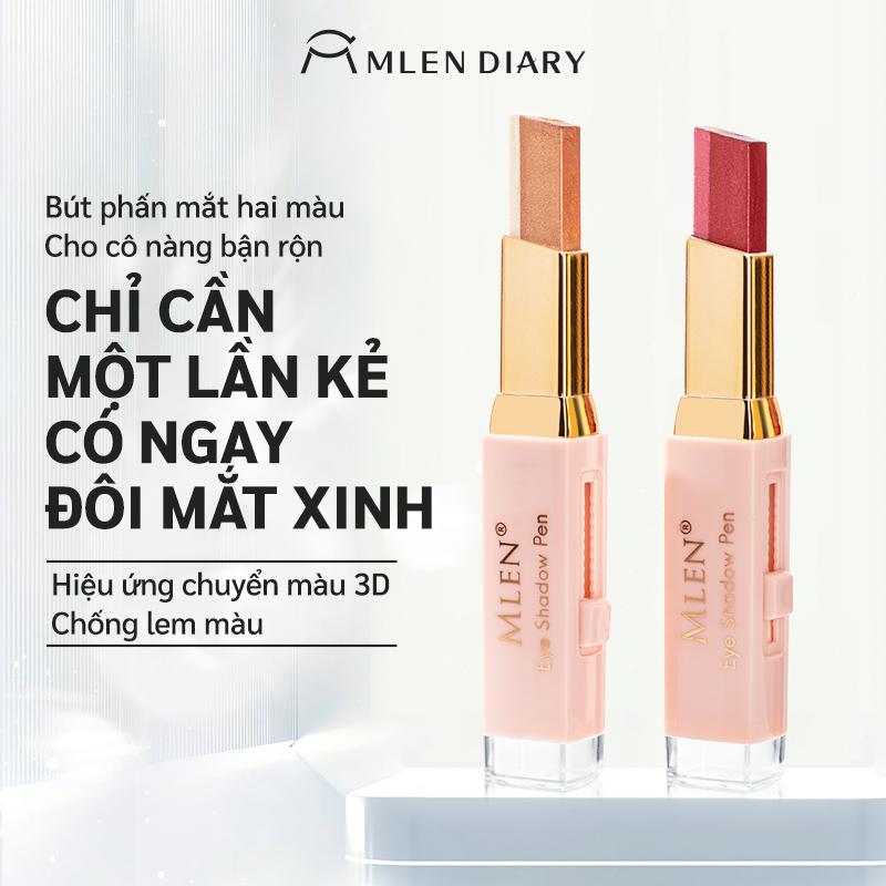  Mlen Diary - Bút phấn mắt 2 màu cho người lười - Chỉ một lần quét đã phủ màu chống trôi chống nhòe tạo hiệu ứng mắt 3D chuyển sắc tự nhiên. 