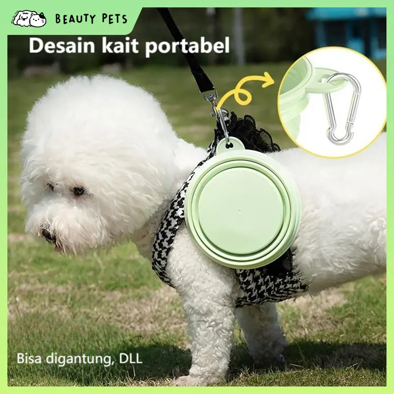 BP-030103 Mangkok Karet Silikon Lipat untuk Hewan, Tempat Makan & Minum Anjing & Kucing, Aksesoris Pet Lipat Portabel, Mangkok Silicon Tebal