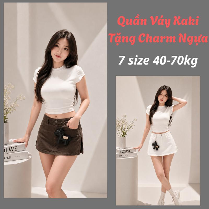 Chân Váy Kaki Xẻ Tà Dáng Ngắn Chữ A Phong Cách Hàn Quốc Có Quần Bảo Hộ Cùng Chất HNM236