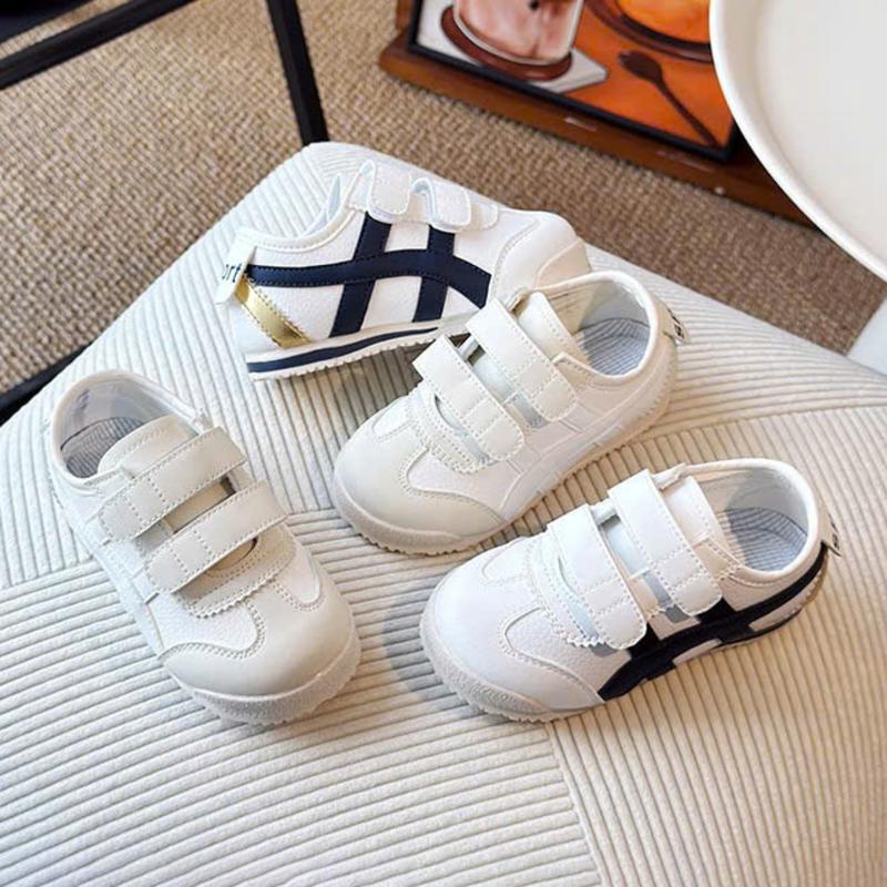 Giày Thể Thao Mũi Tròn Kẻ Sọc Thời Trang Cho Bé Trai và Bé Gái GAUKID-G114 - Giày Quai Dán Thuận Tiện