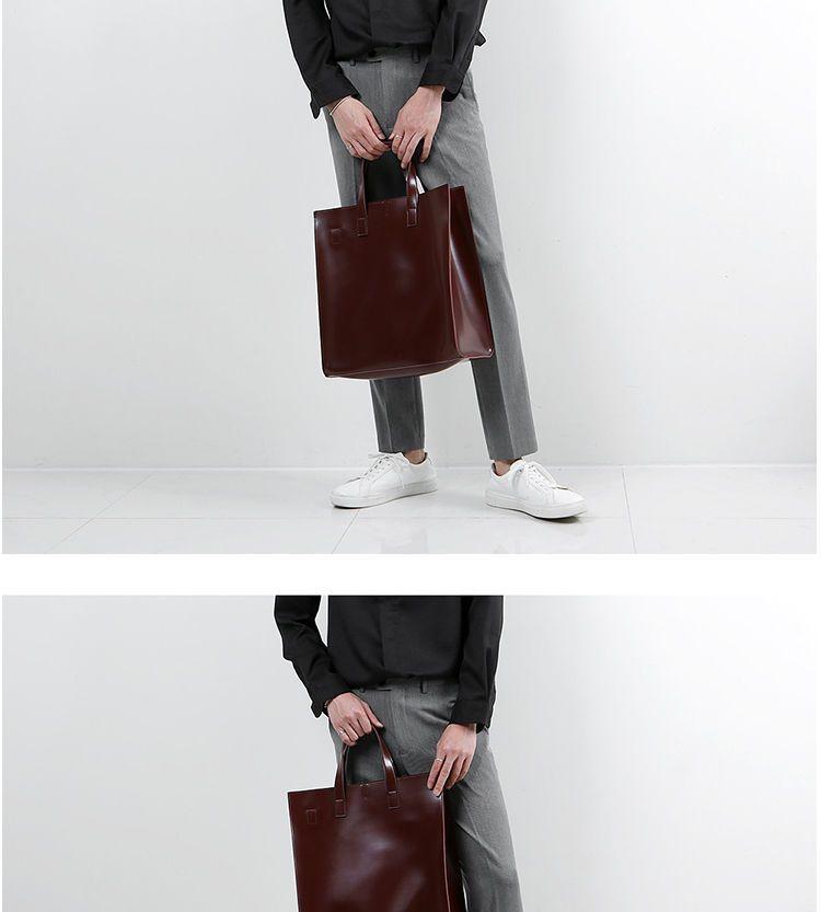 Product Introduction of 2023 Single Shoulder Crossbody Tote Bag Simple and Stylish Casual All-Matching Men's Bag Large Capacity Square Vertical Tote 9