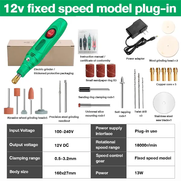 BOR MINI 12V DC - Gerinda Mini Listrik Multifungsi, Alat Ukir Kayu & Poles, Engraver + Amplas, Kecepatan Tinggi , Cocok untuk Kerajinan & DIY - COD-Dikirim dalam waktu 24 jam 1