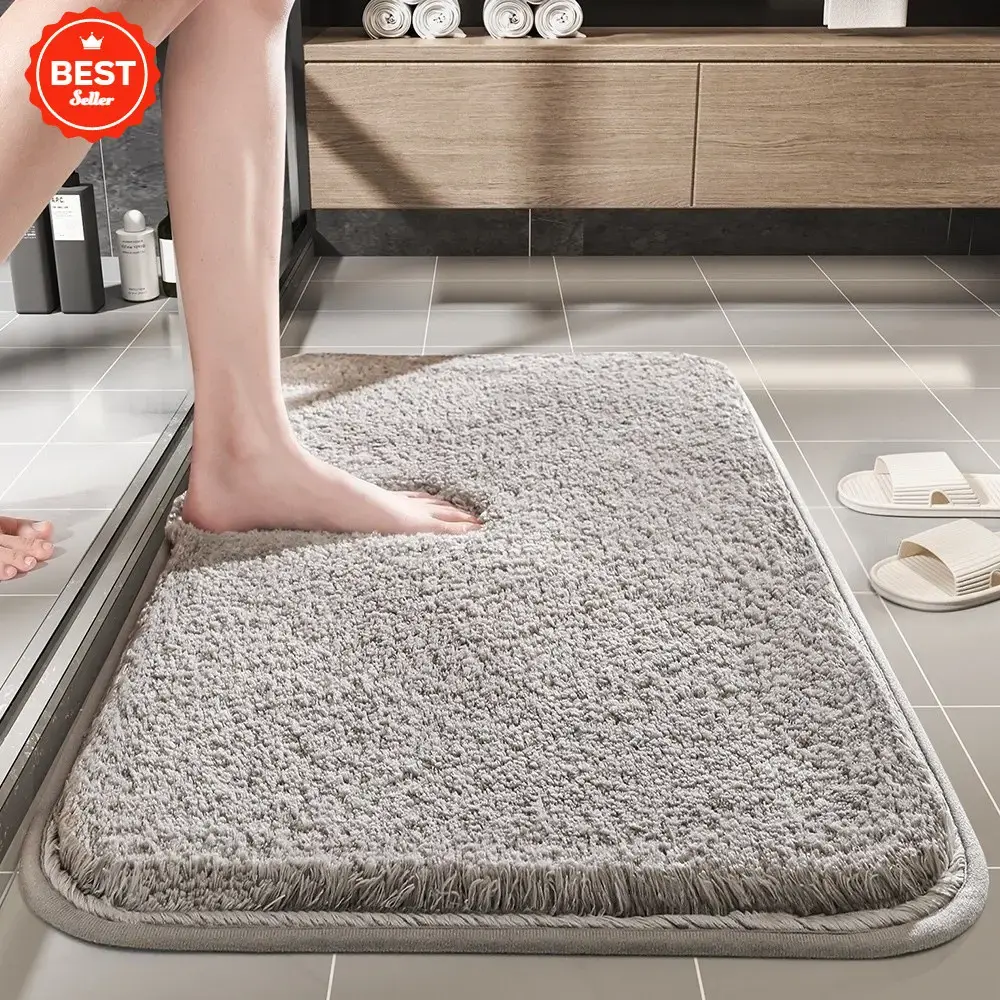 50*80CM Warna Solid Lantai Tikar Karpet Kamar Mandi Premium Bathroom Mat Keset Kamar Mandi Tidur Serap Air Anti Slip Tebal Dan LembutPintu Kamar Mandi Keset Penyerap Non-Slip Tikar Kamar