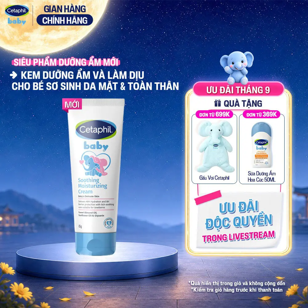 Kem dưỡng ẩm và làm dịu cho bé Cetaphil Baby Soothing & Moisturising Cream tuýp 100g