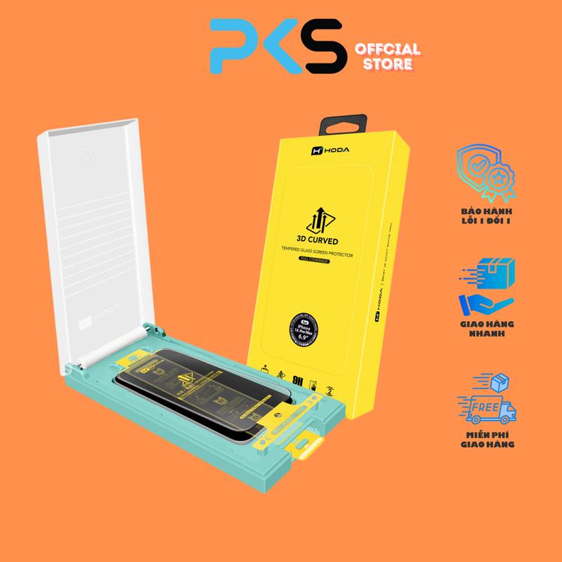 Kính Cường Lực Hoda 3D Cao Cấp Có Khung Tự Dán, Viền 3D Mỏng, Kính Nhôm Xuyên Sáng, Không Lẹm Màn Hình Cho iPhone