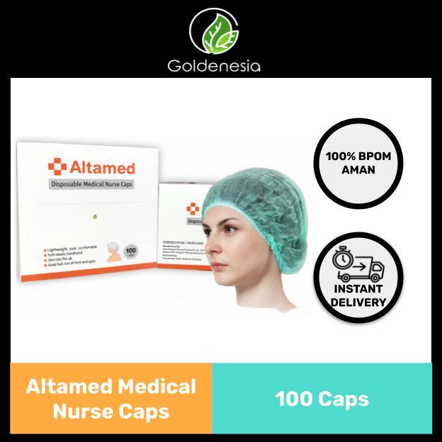 Nurse Cap Altamed Box 100 Pcs - Hairnet Penutup Rambut Pelindung Kepala Masak Koki Kitchen Medis Hijau