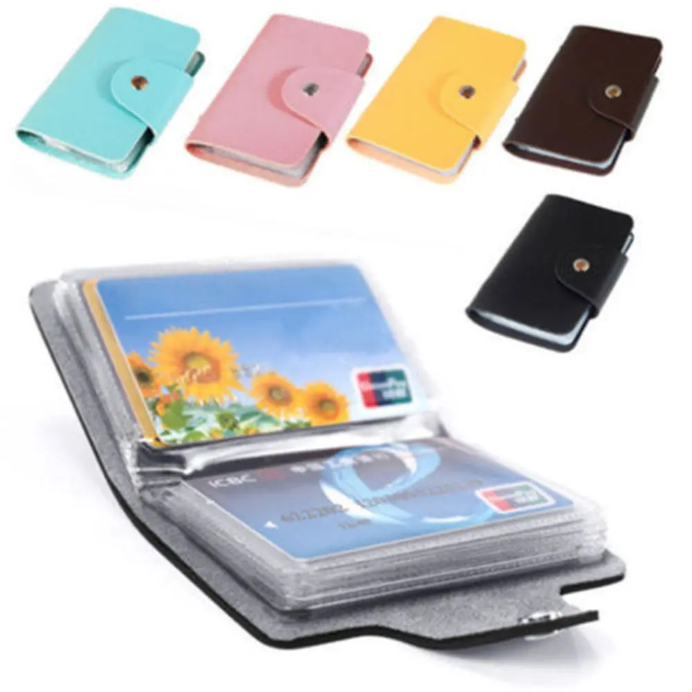 New Candy Color Protector PU Leather Cute Card Holder 24 Slots Organizer