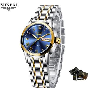 ZUNPAI Women's Watches Business Dress Analog Quartz Stainless Steel Waterproof Luminous Date Two Tone Luxury Casual Watch for Women