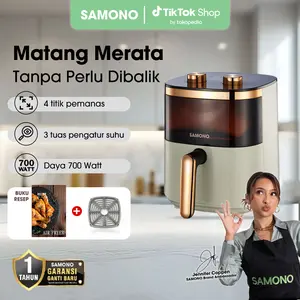 (BISA COD) SAMONO Aesthetic Transparan Air Fryer 4 Liter 700W Low Watt SNI Hemat Listrik Mesin Penggoreng Tanpa Minyak [SW-AFW04S] Machine Wadah |   650 Watt Air Fryer Mesin 4L Penggorengan Tanpa Minyak Kontrol Suhu Ganda [SW-AFW04]