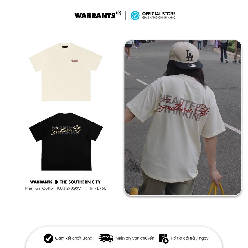 [Bộ Sưu Tập Tết]  Áo Thun cổ tròn Local Brand WARRANTS Đen Kem Oversize Nam Nữ Unisex Cotton Định Lượng 270 GSM - Southern City Top áo thun basic Menswear hàn quốc boxy