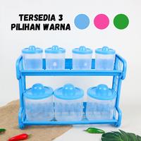 Gambar Rak Tempat Bumbu Susun Plastik 7 Tabung Warna Random - MN - DENGAN SENDOK (PASTELA) dari manolistore Kota Surabaya 4 Tokopedia