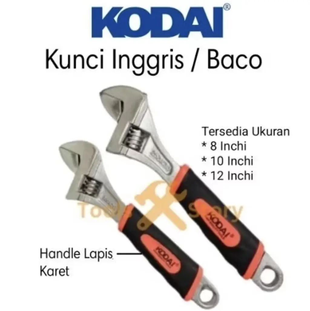 KODAI Kunci Inggris Ganggang Karet Baco Ukuran 8 inchi 10 inchi 12 inchi