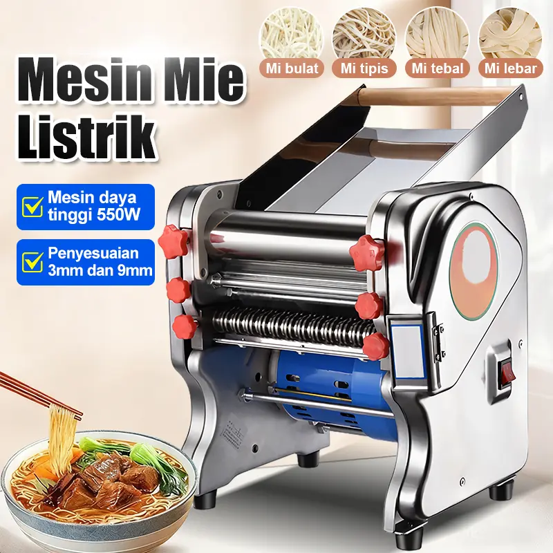 Mesin Pencetak Mie & Kulit Pangsit Listrik 550W - Otomatis dan Cepat