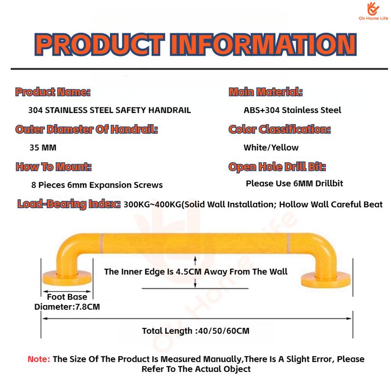 Product Introduction of [SG Stock]Bathroom Luminous Handrails Bathroom Handrails Handrails Stainless Steel Toilet Handrails Safety Handrails 22