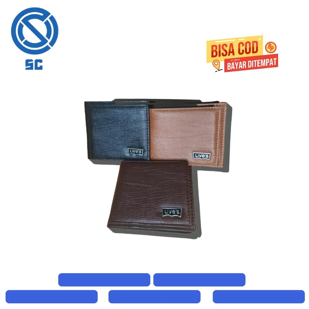 DOMPET PRIA MURAH+BOX DOMPET KULIT SINTETIS PL013 DOMPET KARTU DOMPET UANG Hitam