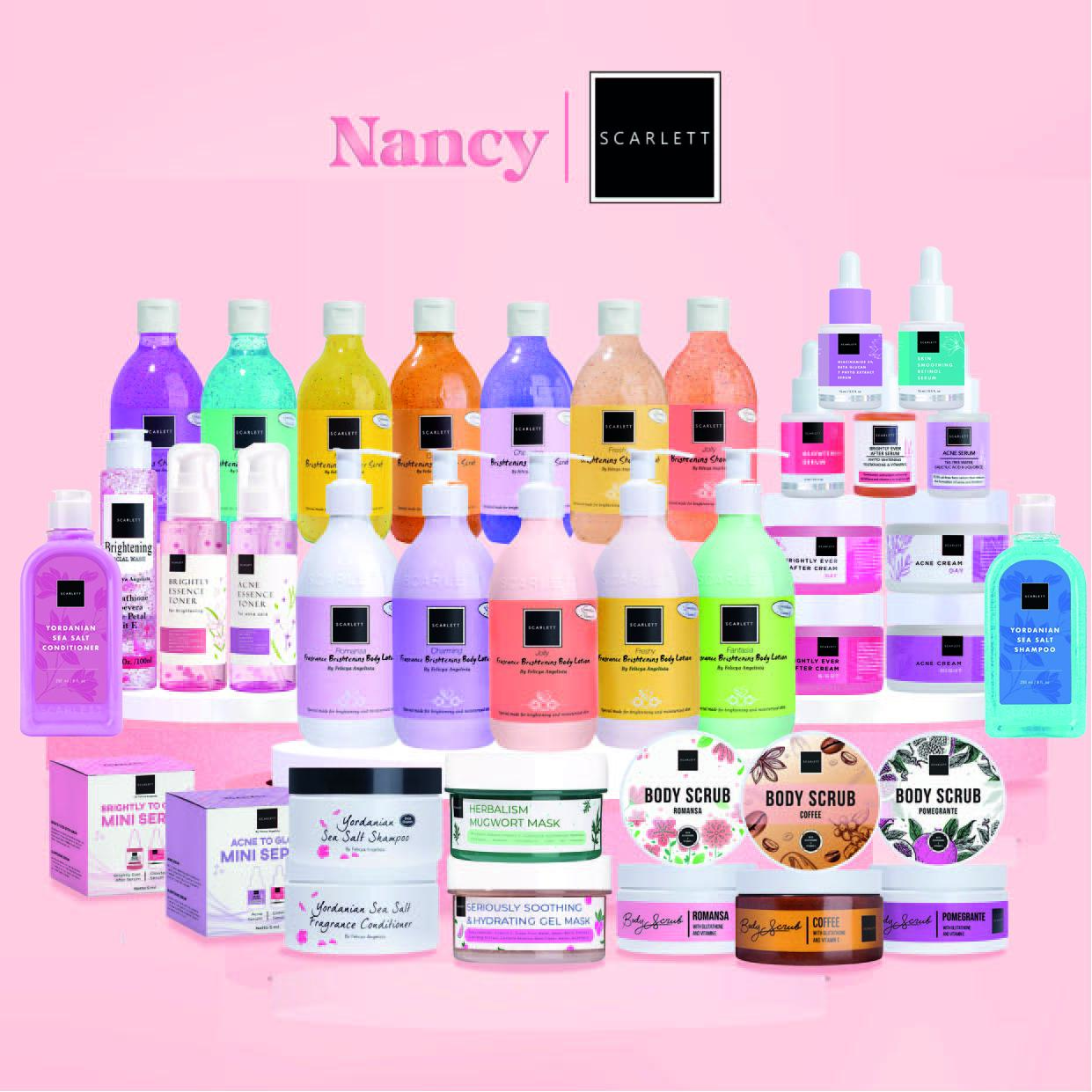 Scarlett Whitening Body Lotion / Shower Gel / Body Cream / Body Serum / Body Scrub / Facial wash / Toner / Serum / Cream / Masker / Shampoo / Conditioner / Peeling / Sunscreen