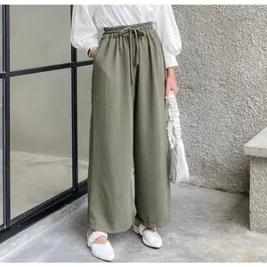 CELANA CRINKLE AIRFLOW LOOSE PANTS VARIASI DOBEL KANCING / KULOT CRINKLE AIRFLOW HIGHWAIST basic karet Panjang Rayon Wanita