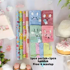 Promo paket perlak+handuk bayi FREE 4pcs waslap