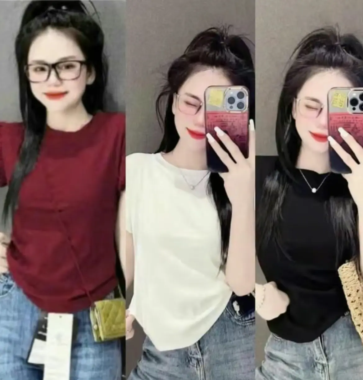 Áo thun tăm nữ tay hến mẫu mới 2025 size 38-65kg,chất thun tăm,Áo thun fom body cộc tay cho nữ | BigBuy360 - bigbuy360.vn