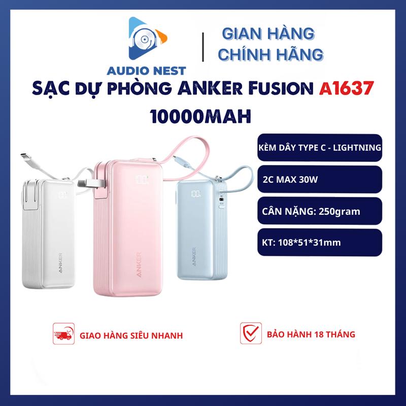 Pin Dự Phòng Anker A1637 Fusion 10000mah 30W Tích Hợp Dây Type-C ,Kiêm Củ Sạc…