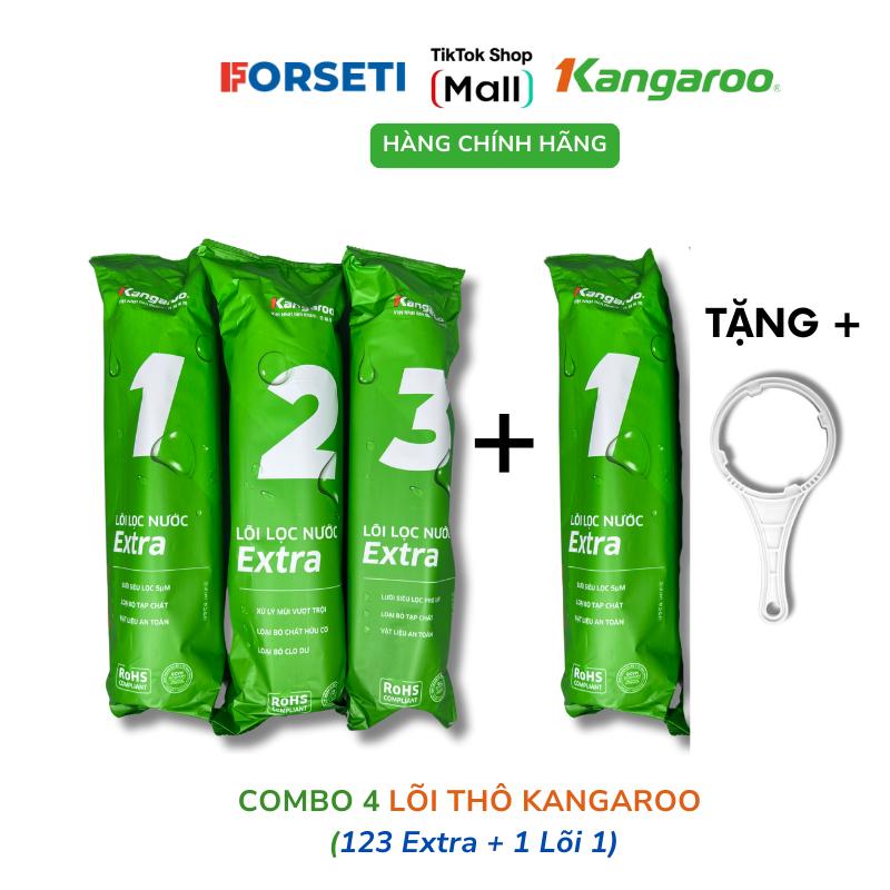 Combo 4 lõi lọc Thô Kangaroo 123 + 1 lõi số 1 cho máy lọc nước dùng cốc lọc 10 inch thường