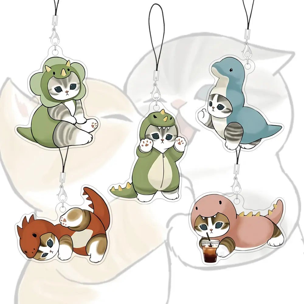 55mm Phone Straps Mofusand Dinosaur Cat Cartoon Acrylic Bag Charms Animation Lanyards Phone Accessories