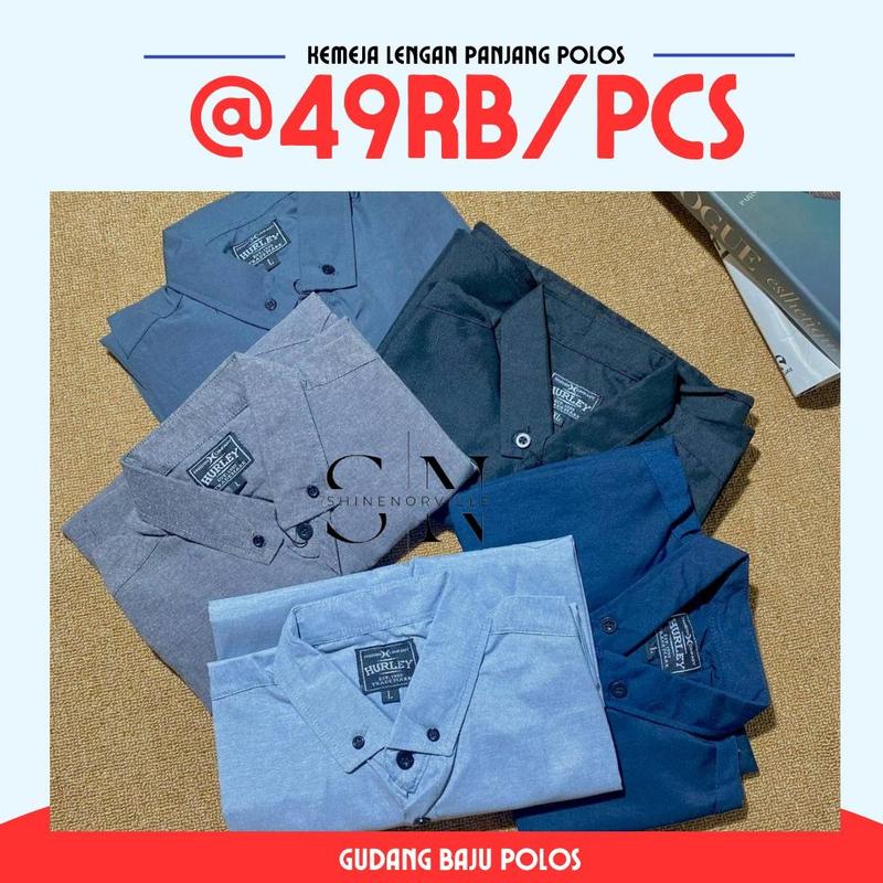 Kemeja Polos Lengan Panjang Bahan Katun Tebal  1 pcs 0