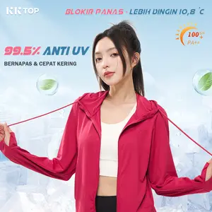KKTOP Jaket Airism Anti UV Wanita Hoodie Olahraga Lengan Panjang Running Gym Outdoor Quick Dry Bahan Dingin(J010)
