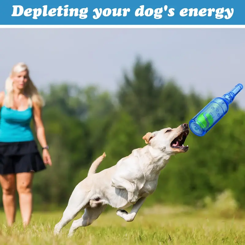 【Chewers may damage please note!!】Pawaboo Blue Water Bottle Interactive Dog Toy for Aggressive Chewers,Chew Toys With a Tennis Ball,Squeaky Dog Toys for Small Medium Dogs,Ball in a bottle,Interactive 7
