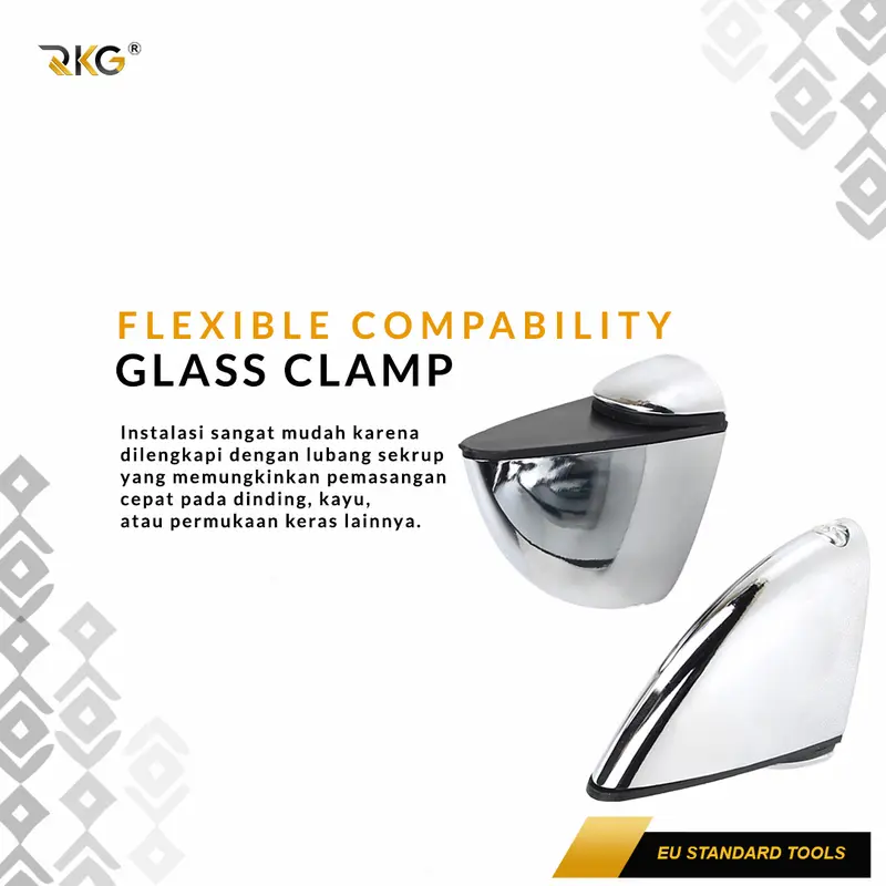 RKG Bracket Ambalan Kaca Tebal Duckbill Glass Clamp Zinc Alloy 2
