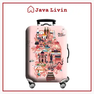 JAVALIVIN Elastic Luggage Cover Motif / Sarung Penutup Koper Travelling Elastis Motif Spandex / Sarung Koper Motif