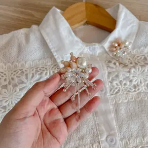 Zoya 1 pcs Brooch Bros Handmade Statement Brooch per 1 pcs bros handmade kerah baju dan bros blezer atau hijab Clips Aksesoris Manik Hadiah